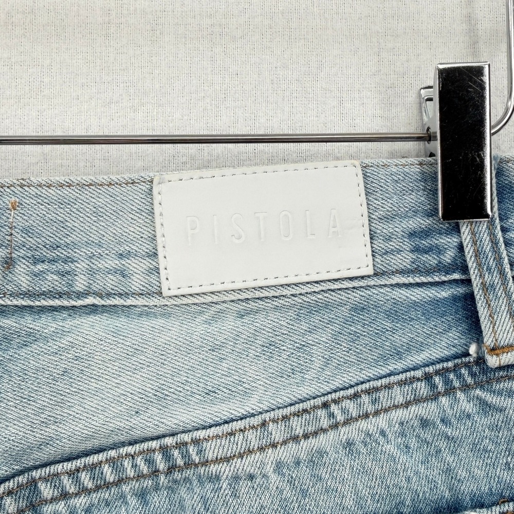 Pistola Denim Jeans Women 27 Blue Distressed Raw Hem High Rise Straight Leg - Picture 14 of 16